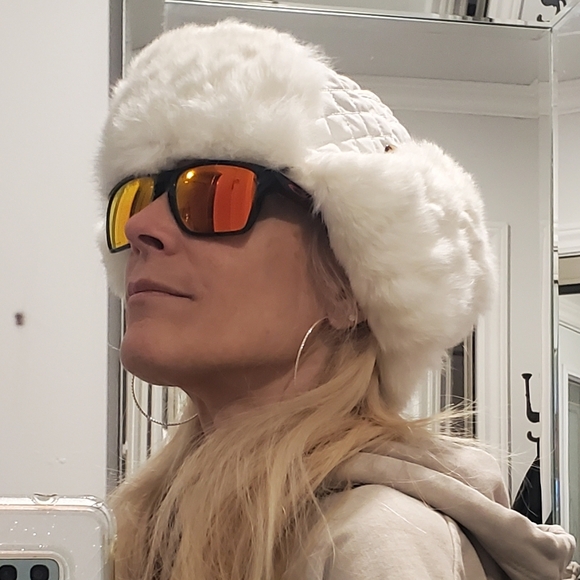 New White Quilted North Circle Expedition Mary Heart Rabbit Fur Trapper Hat - Picture 5 of 14